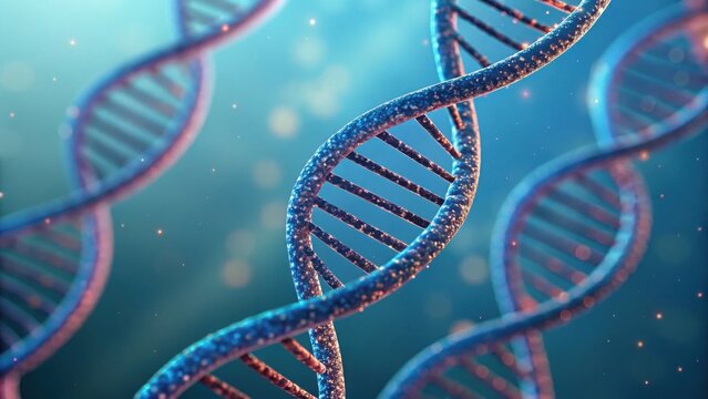 Detailed View of DNA Helix Structure in Biotech Background V2