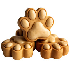Stack of Paw Print Shaped Dog Biscuits with Creamy Filling on White Background paw print cookies isolated on a transparent background