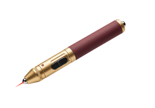 Isolated precision soldering iron tool for electronics repair in gold and maroon colors