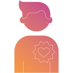Stylized Silhouette of a Person With a Heart Emblem on Chest Against a Gradient Background