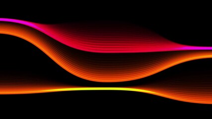 Retro digital colorful orange wave design moving randomly on a black background - Powered by Adobe