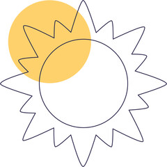 Stylized sun illustration with a bright orange circle overlay set against a transparent background
