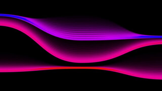 Abstract retro digital design of randomly waving signal lines overlapping on a black background