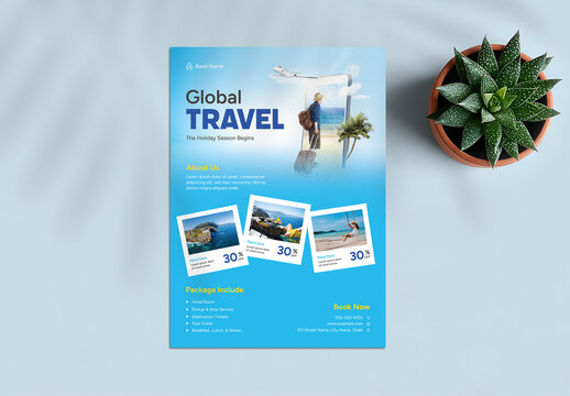 Modern Tourism Flyer Design Template for Travel Promo Deals and Vacation Packages