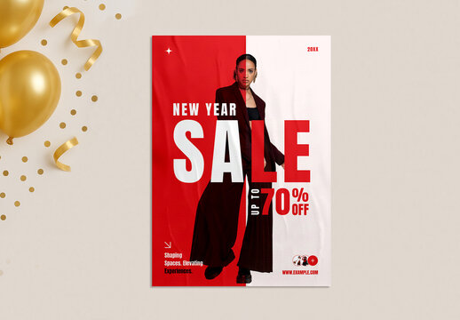 Modern New Year Fashion Sale Flyer Template for Clothing Discounts