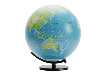 Isolated Globe, Asian Region Countries and the Pacific Ocean, Educational Tool with Stand