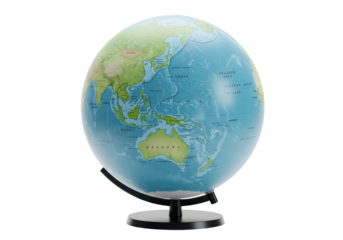 Isolated Globe, Asian Region Countries and the Pacific Ocean, Educational Tool with Stand