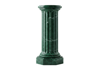 Fototapeta premium Isolated green marble Doric column antique style, classical art pedestal stand decoration