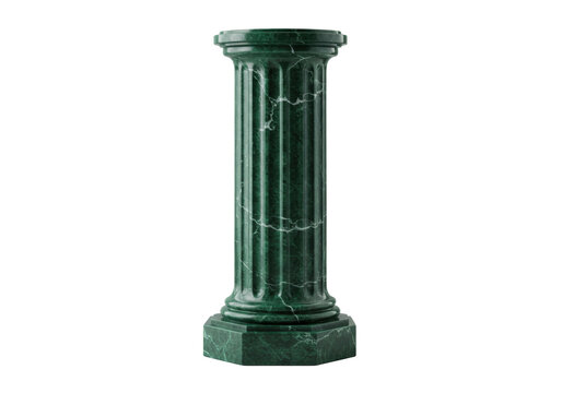 Isolated green marble Doric column antique style, classical art pedestal stand decoration