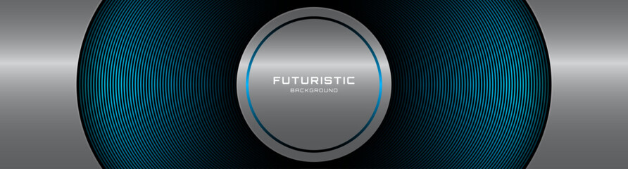 3D silver circles techno abstract background overlap layer on dark space with blue lines effect decoration. Modern graphic design element stripes style concept for web, flyer, card, or brochure cover