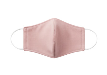Isolated pink face mask for health safety and medical protection against viruses and smog