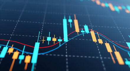 Investment and Big Data Analysis Concept: Abstract Business Curve and Bar Graph