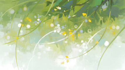 Abstract Nature Background, Greenery Artwork, Botanical Design, Floral Pattern, Spring Scenery