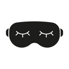 Sleep Mask With Eyelashes Solid Icon. Rest, Relaxation, And Sleep Aid Silhouette Symbol. Promotes Comfortable Sleep Environment. Isolated Vector Illustration