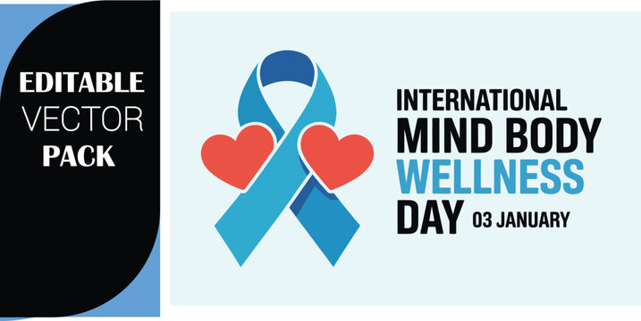International Mind Body Wellness Day Ribbon and Hearts - Powered by Adobe