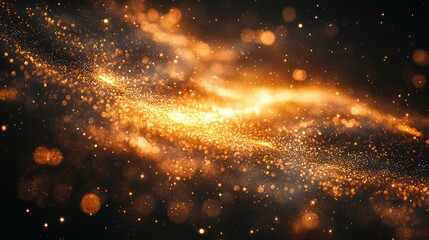 Golden cosmic swirl, galaxy background, abstract space, design element