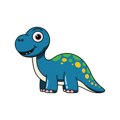 Cute Cartoon Blue Baby Dinosaur with Spots
