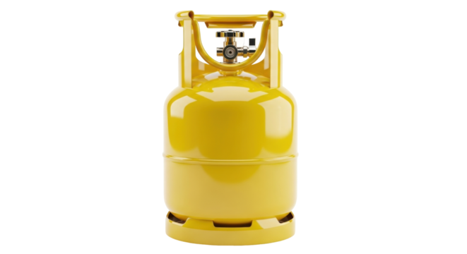 Isolated gas cylinder, fuel container for outdoor use, yellow, gas storage, pressurized fuel tank