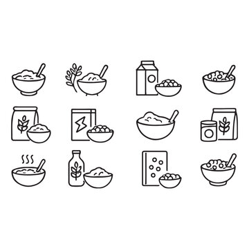 Breakfast, oatmeal and cereals icon vector