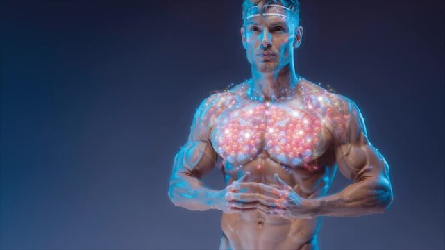 Sports science concept showing BCAA boosting protein synthesis and reducing fatigue after exercise