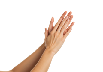 Isolated view of clapping hands against a clean backdrop, perfect for appreciation gesture