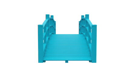 Isolated Blue Bridge Garden Decoration Small Structure Pathway Over Water Crossing, Exterior