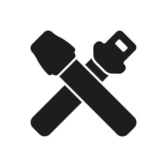 Airplane Seat Belt Buckle Safety Silhouette Icon. Aviation Flight Protection Equipment for Passenger Security and Travel Comfort Glyph Symbol. Isolated Vector Illustration