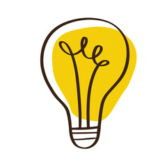 Hand Drawn Light Bulb Doodle Icon Electric Lamp