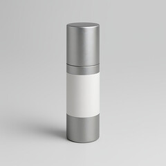 cylindrical lipstick tube mockup, closed, metallic texture, blank label