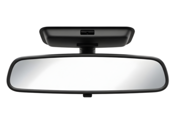 Automotive rearview mirror isolated on transparent background