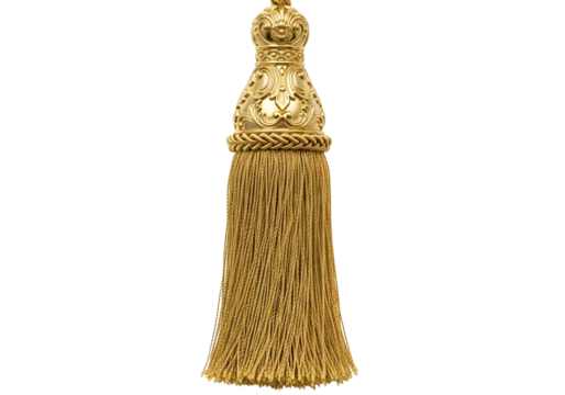 Ornate golden tassel isolated on transparent background