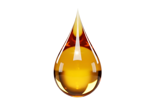 Golden oil drop isolated on transparent background