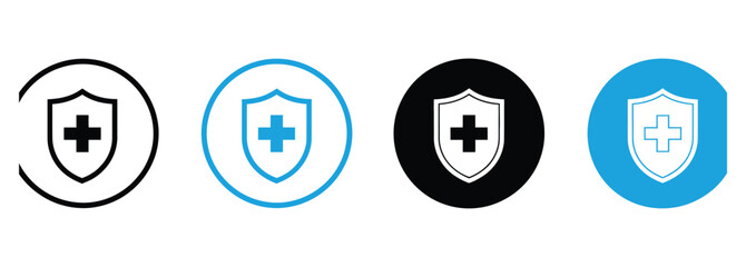 Safeguard your health with these modern shield icons, symbolizing protection and wellness, ideal for healthcare branding, medical apps, and insurance promotions, promoting safety and security