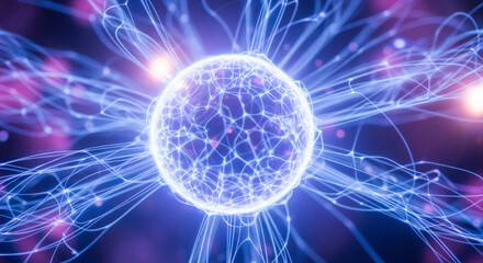 Fusion energy abstract concept. Nuclear fusion and plasma glow.