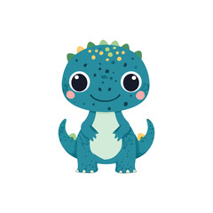 Adorable Blue Spotted Baby Dinosaur Cartoon Vector