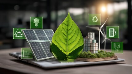 Innovative renewable energy solutions urban environment digital art sustainability futuristic viewpoint