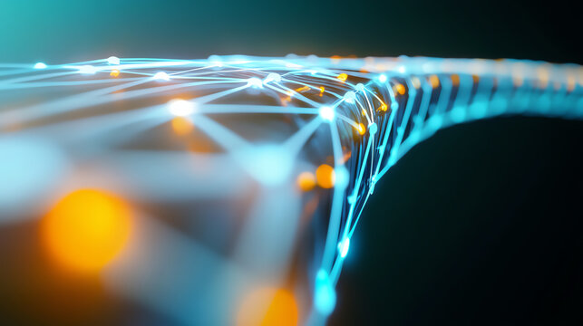 Abstract digital connectivity with glowing blue and orange lines illustrating communication networks and modern technology.
