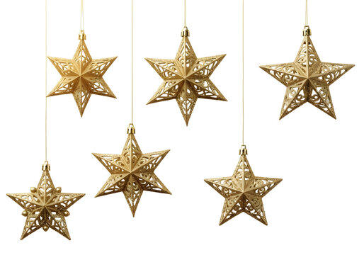 Collection of festive green and gold christmas ornaments isolated on transparent background - Powered by Adobe