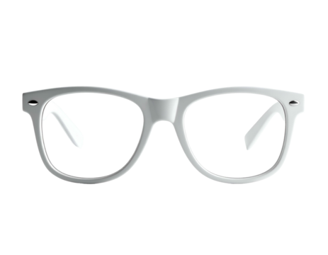 Retro-inspired white framed spectacles with clear lenses