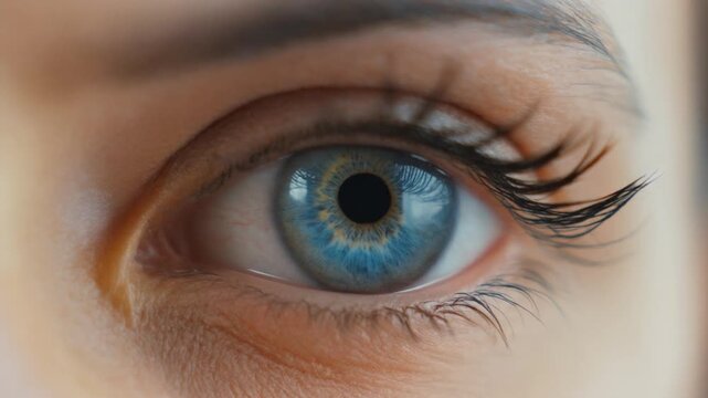 Gros plan d&eacute;taill&eacute; d&rsquo;un &oelig;il bleu humain