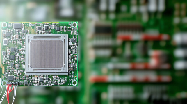 Detailed view of a computer microchip surrounded by intricate circuit patterns, highlighting modern electronic technologies.