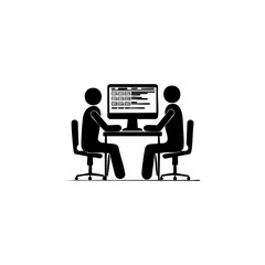 Two People Collaborating on a Computer Project in an Office Setting.