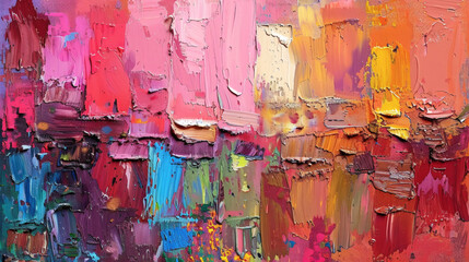 Abstract impasto painting showing vibrant textured brushstrokes and oil paint layers