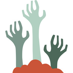 Three Eerie Hands Emerging From The Ground In A Horror Scene With A White Background