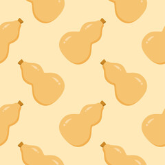 chinese bottle gourd seamless pattern. Calabash bottle vector illustration. vintage chinese bottle. A seamless pattern of Calabash or Bottle gourd (Lagenaria siceraria).
