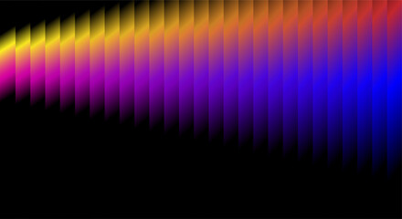 Abstract gradient of vibrant colors in vertical stripes against black background