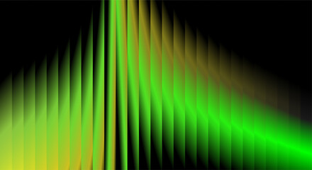 Abstract green and yellow light streaks on a dark background