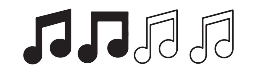Music icon set. note music icon vector. tone icon.black music