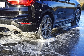 Car in foam at the car wash.