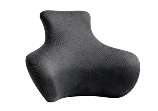 Textured dark grey abstract organic shape isolated on transparent background